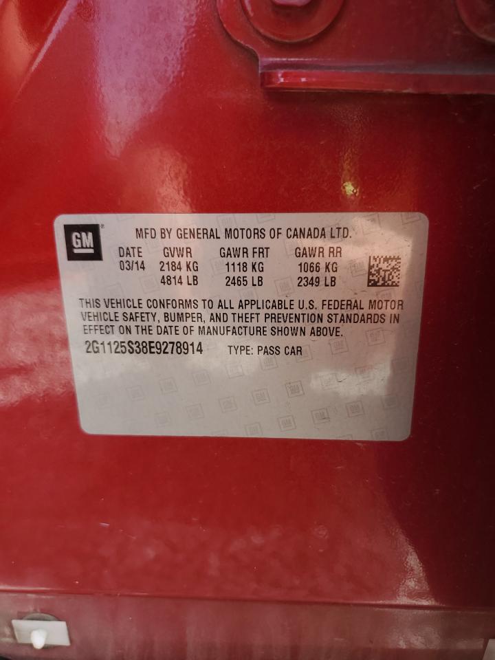 2014 Chevrolet Impala Lt VIN: 2G1125S38E9278914 Lot: 85560355