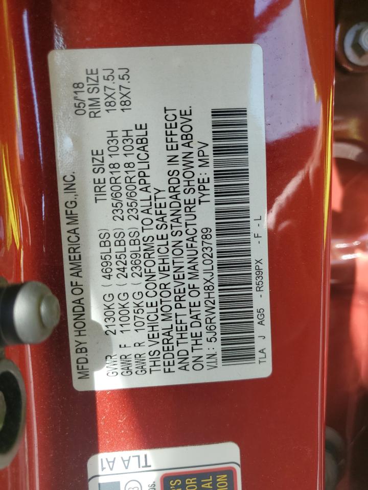 2018 Honda Cr-V Exl VIN: 5J6RW2H8XJL023789 Lot: 81194564