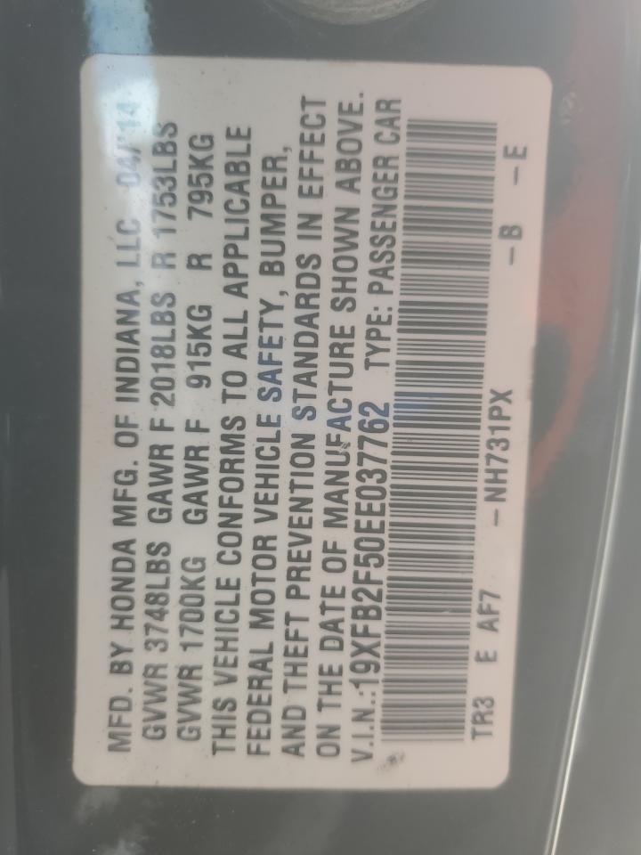 2014 Honda Civic Lx VIN: 19XFB2F50EE037762 Lot: 84778955