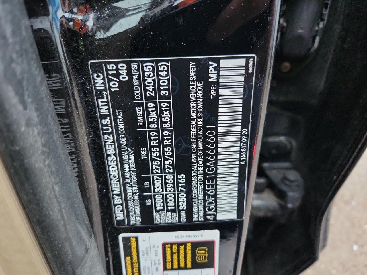 2016 Mercedes-Benz Gl 450 4Matic VIN: 4JGDF6EE1GA666601 Lot: 89547895