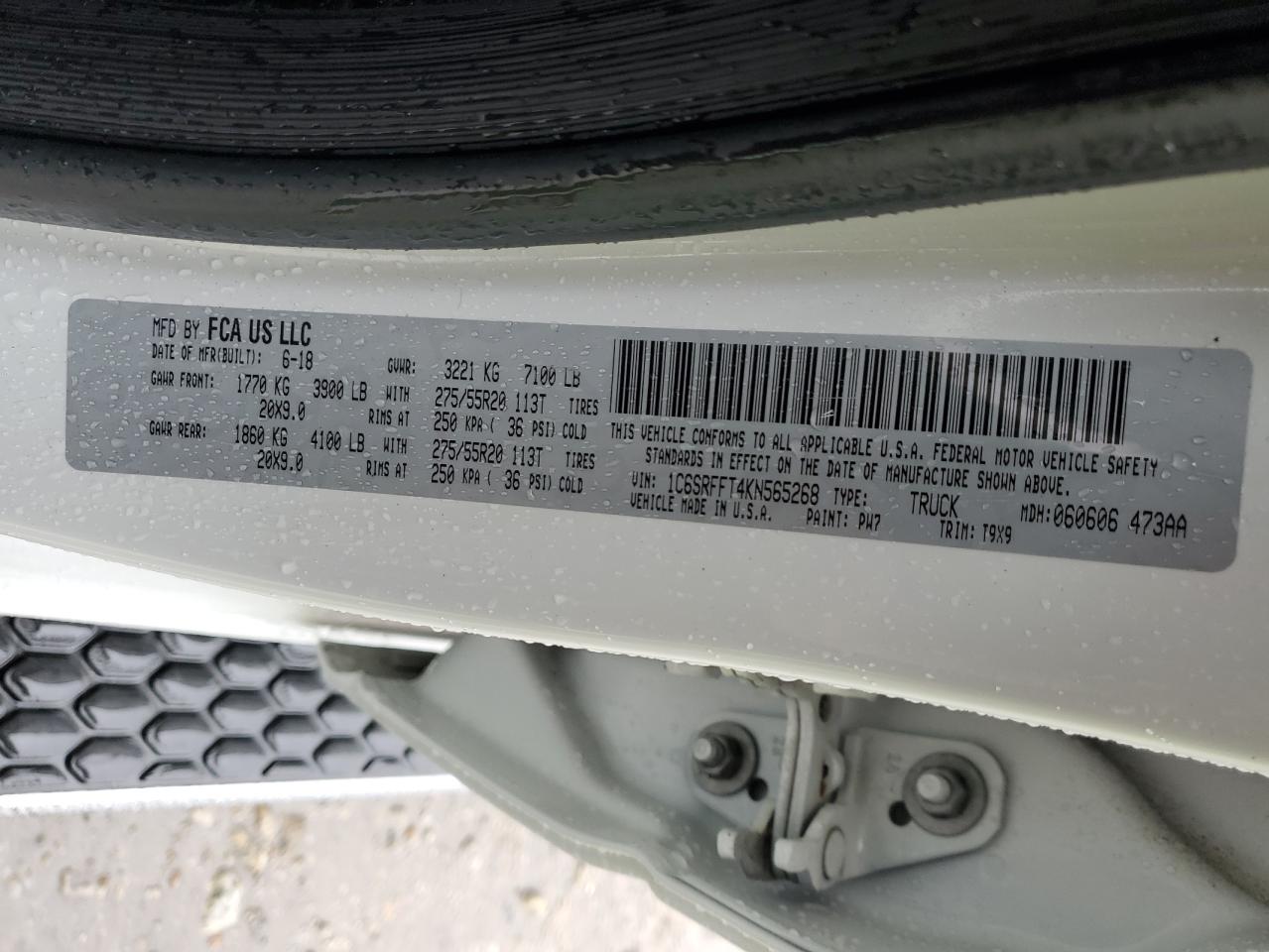 2019 Ram 1500 Big Horn/Lone Star VIN: 1C6SRFFT4KN565268 Lot: 85864235