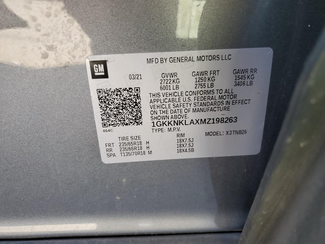 2021 GMC Acadia Sle VIN: 1GKKNKLAXMZ198263 Lot: 86151815