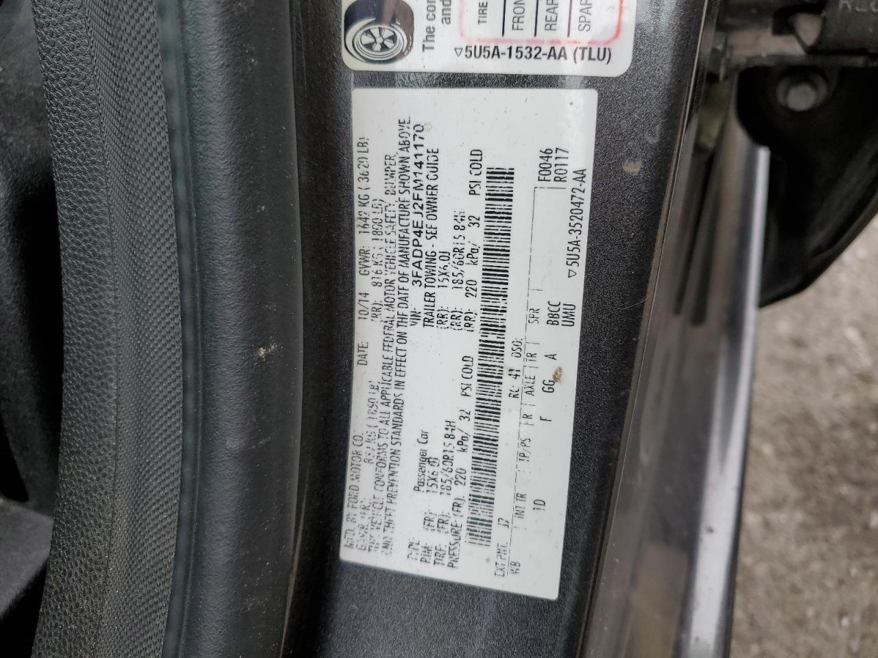 2015 Ford Fiesta Se VIN: 3FADP4EJ2FM141170 Lot: 90317935