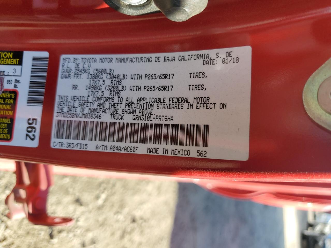 2018 Toyota Tacoma Double Cab VIN: 3TMDZ5BNXJM038346 Lot: 87389615