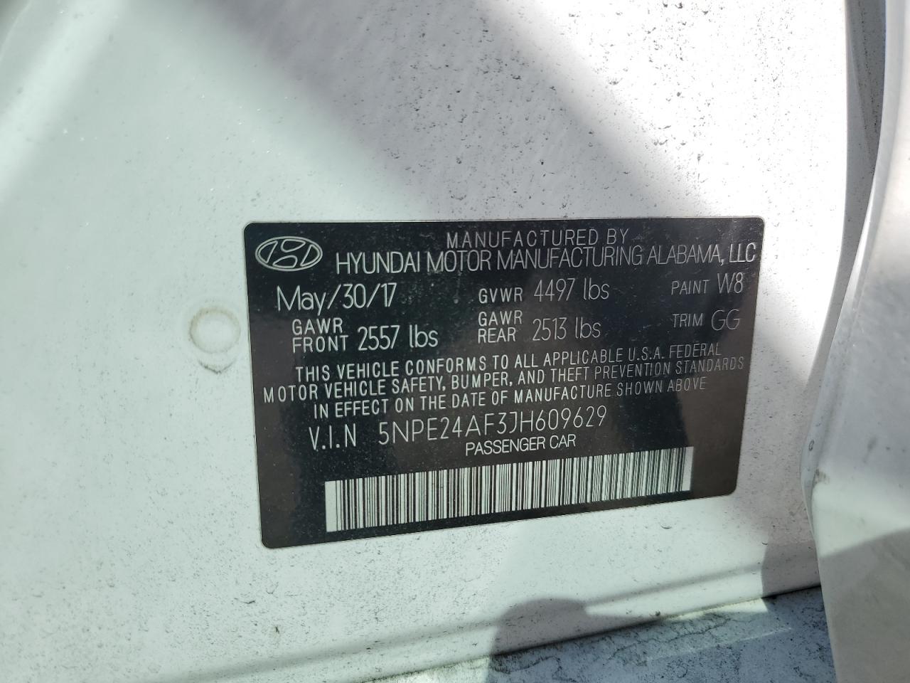 2018 Hyundai Sonata Se VIN: 5NPE24AF3JH609629 Lot: 87401995