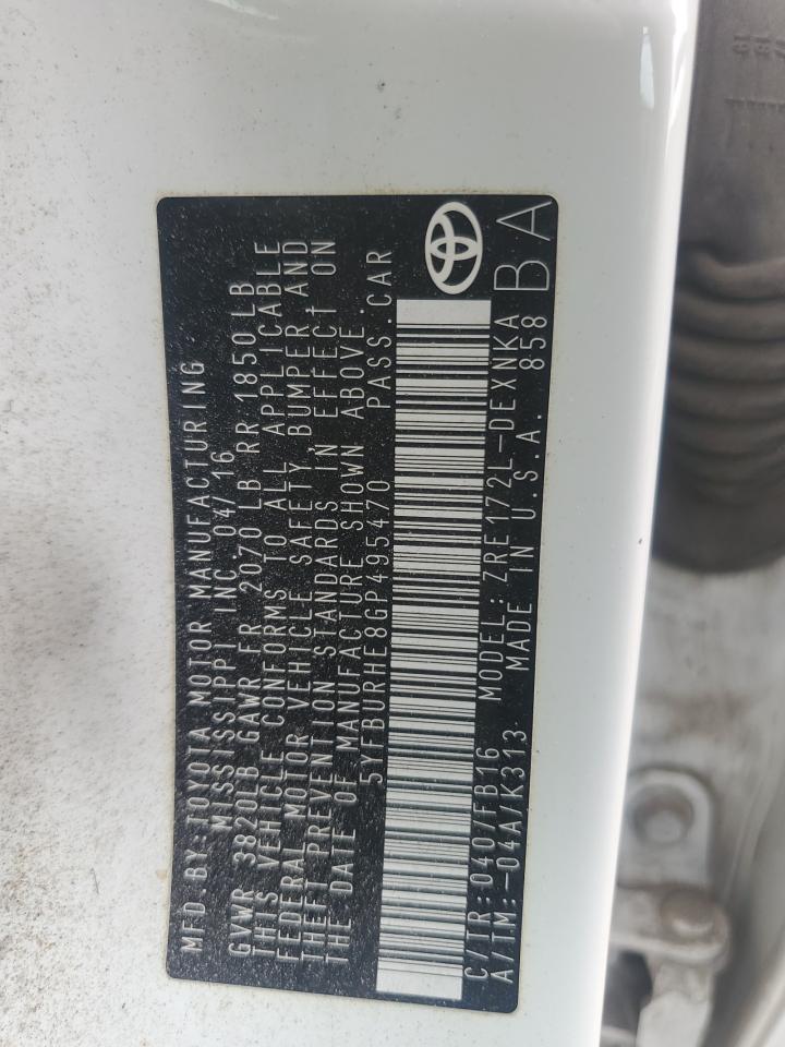 2016 Toyota Corolla L VIN: 5YFBURHE8GP495470 Lot: 86164845