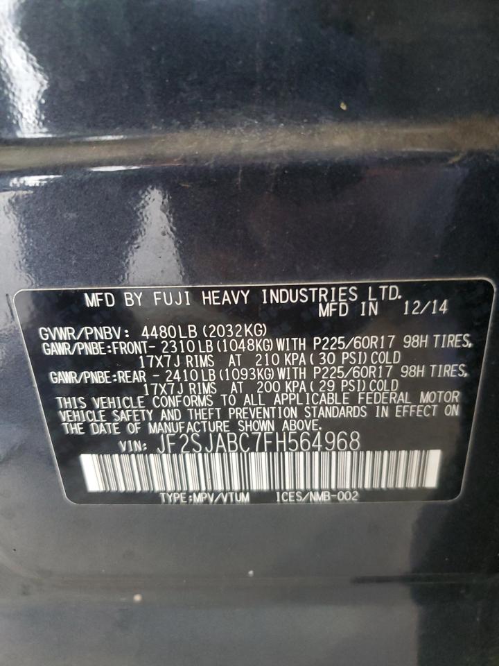 2015 Subaru Forester 2.5I VIN: JF2SJABC7FH564968 Lot: 86461705