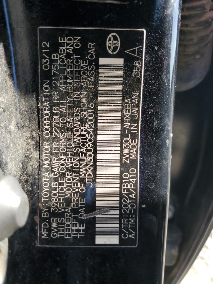 2012 Toyota Prius VIN: JTDKN3DU9C5420016 Lot: 85758955