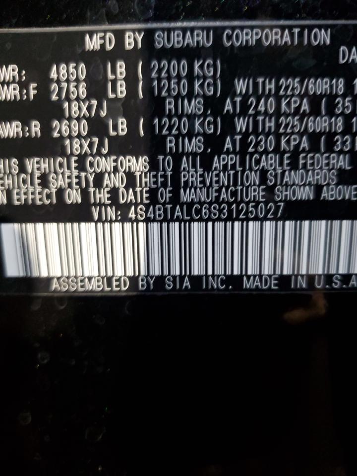 2025 Subaru Outback Onyx Edition VIN: 125027 Lot: 85243115