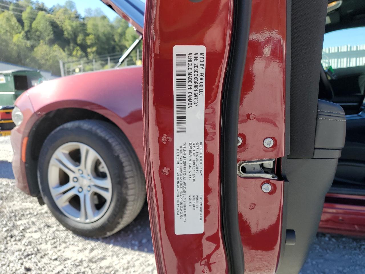 2023 Dodge Charger Sxt VIN: 2C3CDXBG9PH697537 Lot: 84062105