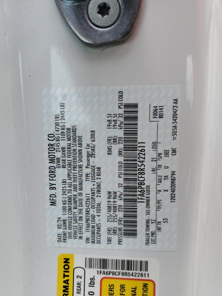 2024 Ford Mustang Gt VIN: 1FA6P8CF8R5422611 Lot: 84987245