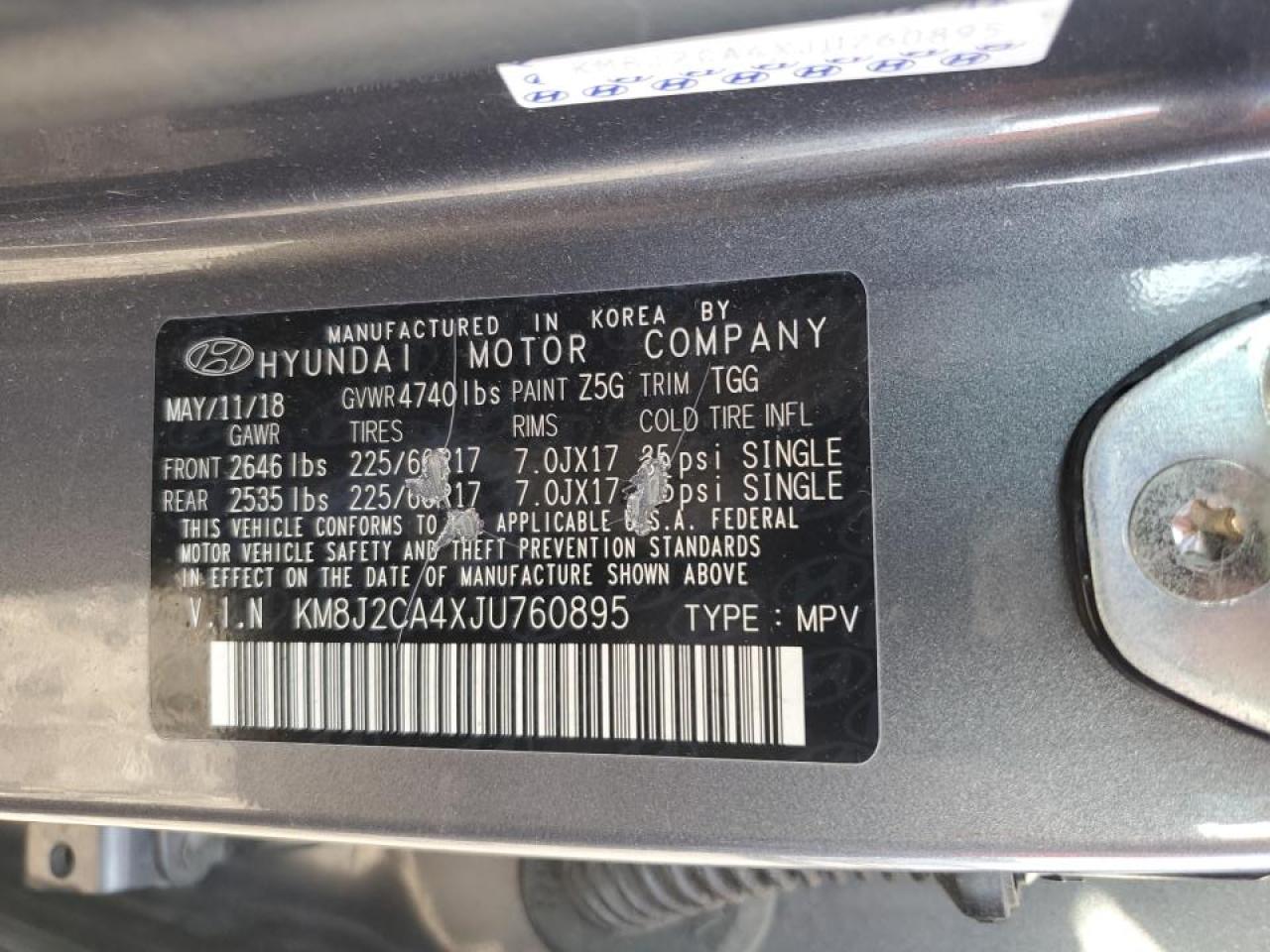 2018 Hyundai Tucson Se VIN: KM8J2CA4XJU760895 Lot: 81933425