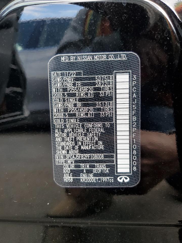 2023 Infiniti Qx50 Sport VIN: 3PCAJ5FB2PF108008 Lot: 87038485