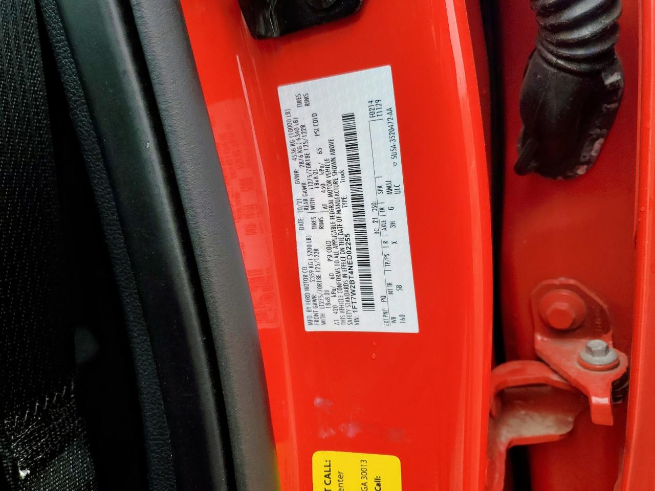 2022 Ford F250 Super Duty VIN: 1FT7W2BT4NED02255 Lot: 85192875