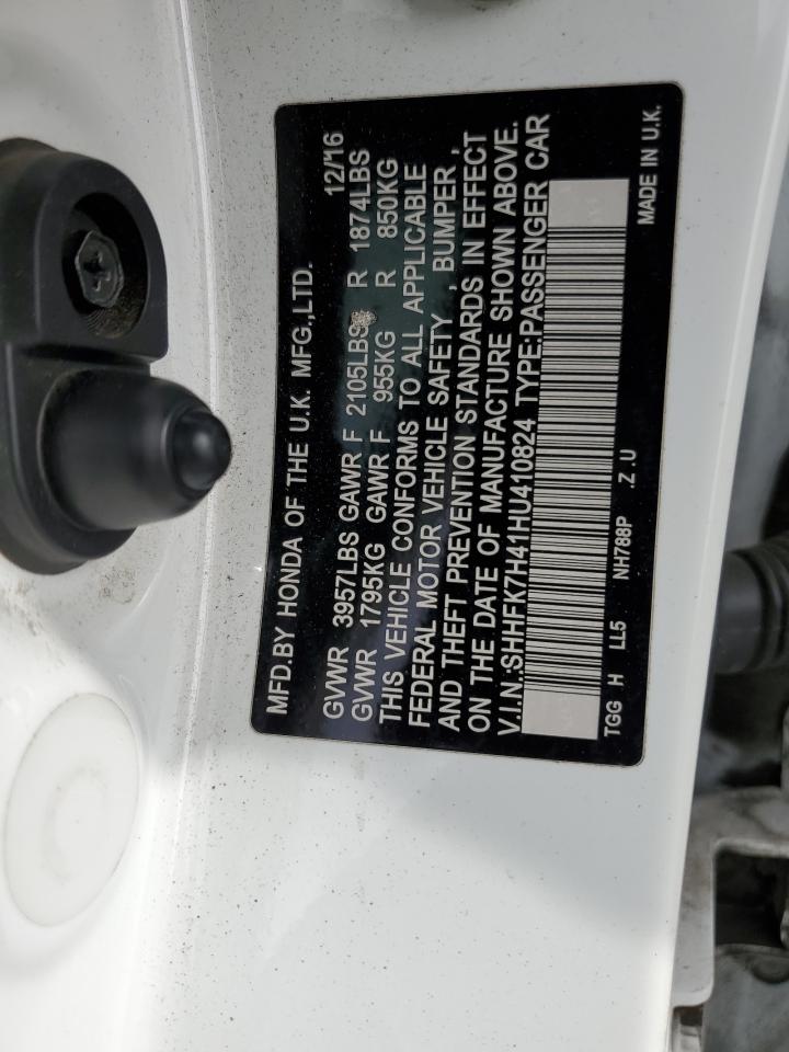 2017 Honda Civic Sport VIN: SHHFK7H41HU410824 Lot: 85743825