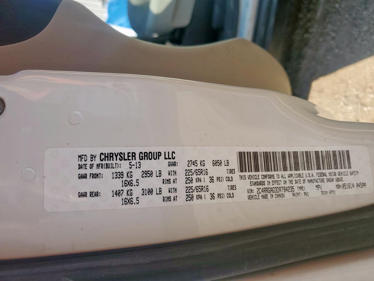 2013 Ram Tradesman VIN: 2C4RRGAG3DR784235 Lot: 84064275