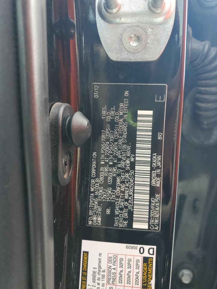 2012 Toyota 4Runner Sr5 VIN: JTEZU5JRXC5045150 Lot: 85169735