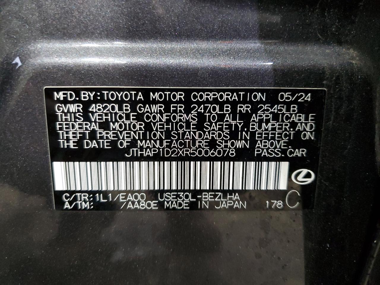 2024 Lexus Is 500 F Sport VIN: JTHAP1D2XR5006078 Lot: 87414895