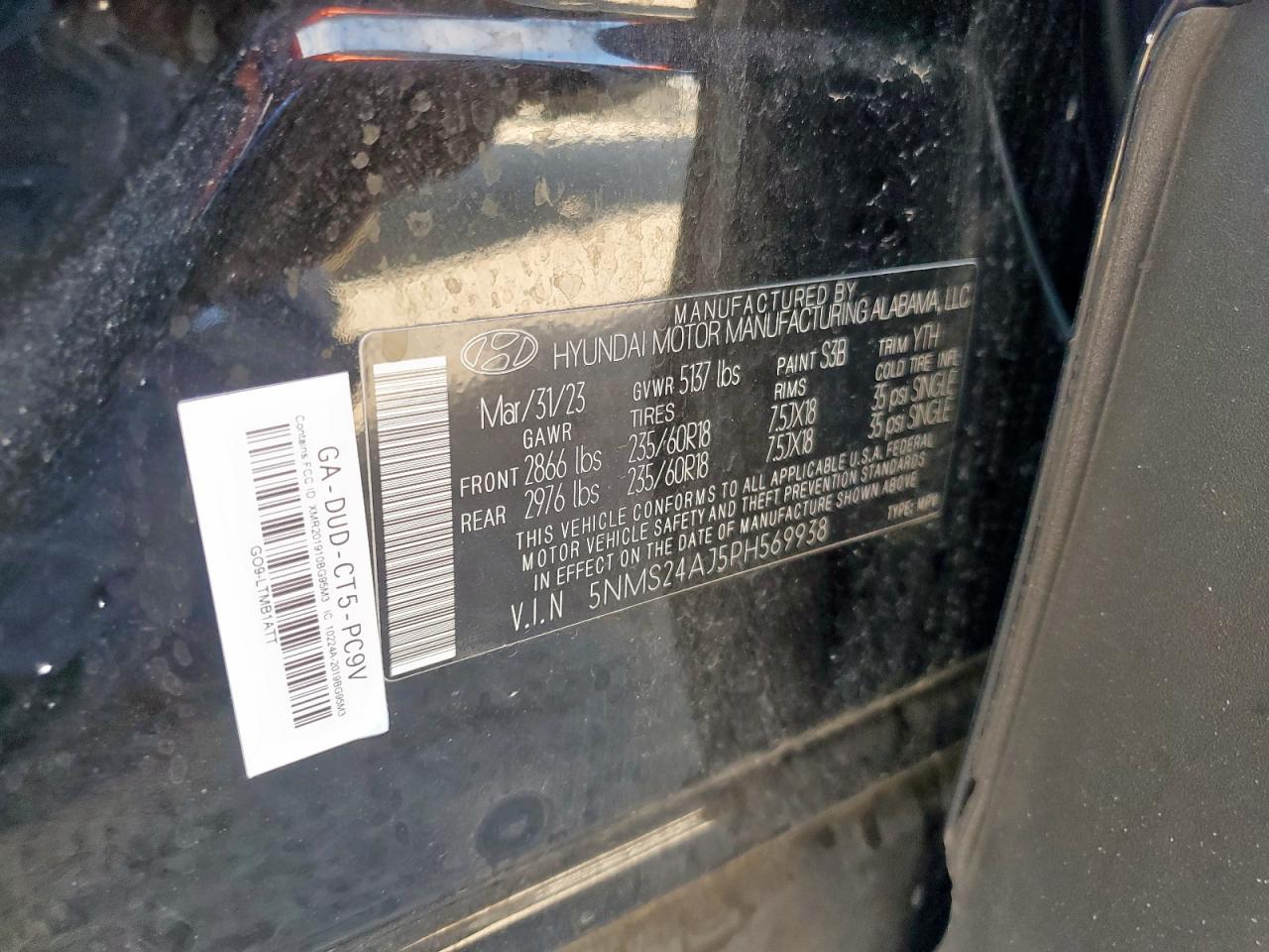 2023 Hyundai Santa Fe Sel VIN: 5NMS24AJ5PH569938 Lot: 86632725