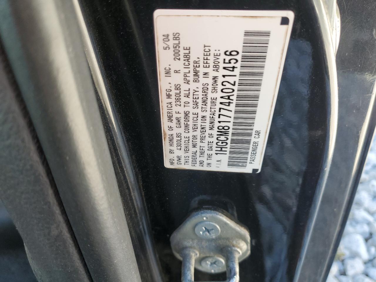 2004 Honda Accord Ex VIN: 1HGCM81774A021456 Lot: 81197385