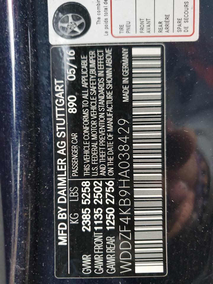 2017 Mercedes-Benz E 300 4Matic VIN: WDDZF4KB9HA038429 Lot: 85502915