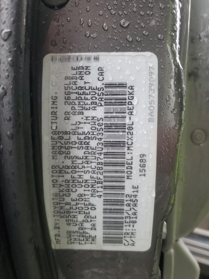 2004 Toyota Avalon Xl VIN: 4T1BF28B74U343505 Lot: 89889055