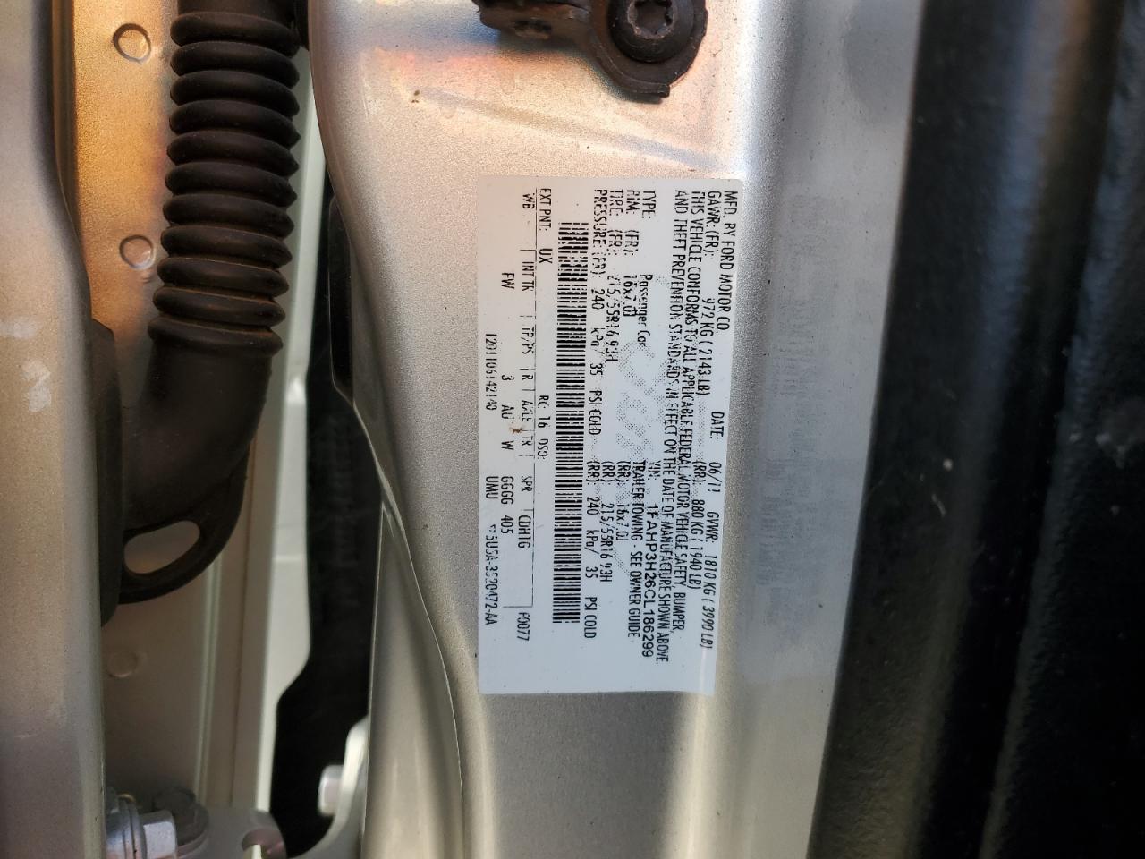 2012 Ford Focus Sel VIN: 1FAHP3H26CL186299 Lot: 82293085