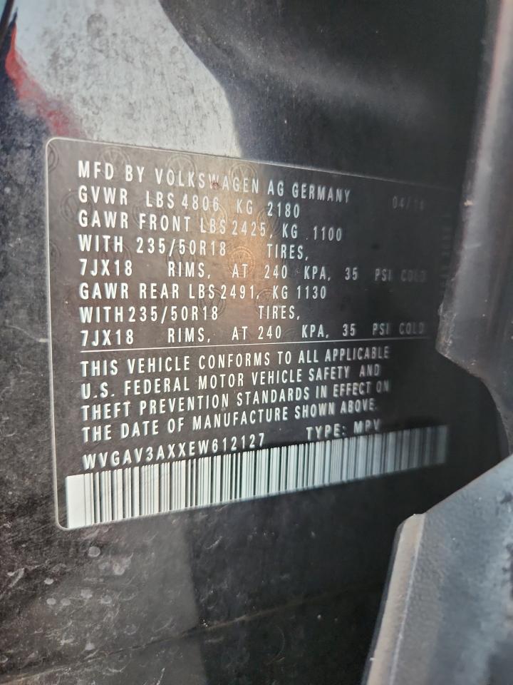 2014 Volkswagen Tiguan S VIN: WVGAV3AXXEW612127 Lot: 86547245