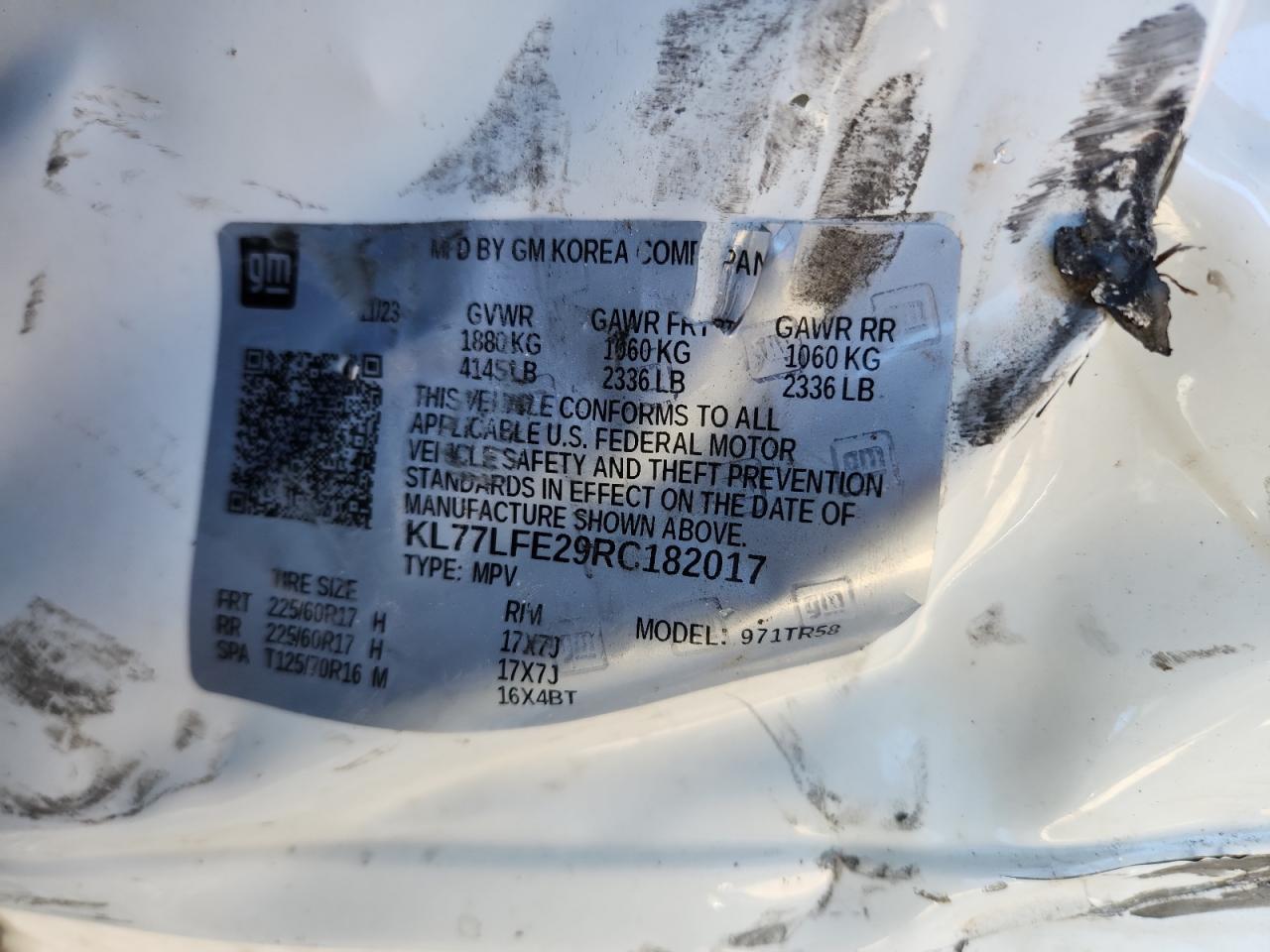 2024 Chevrolet Trax Ls VIN: KL77LFE29RC182017 Lot: 82548545