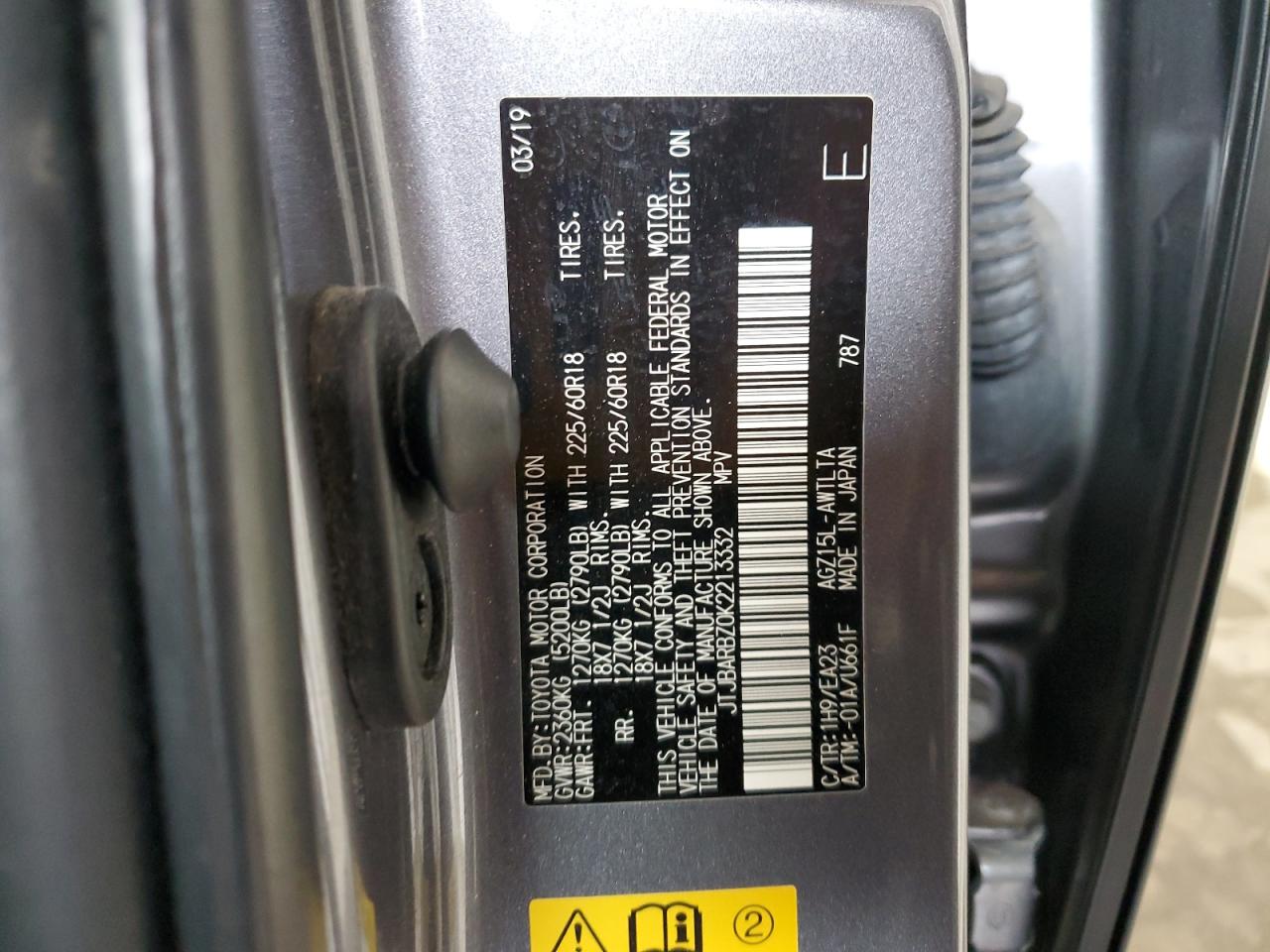 2019 Lexus Nx 300 Base VIN: JTJBARBZ0K2213332 Lot: 86506315