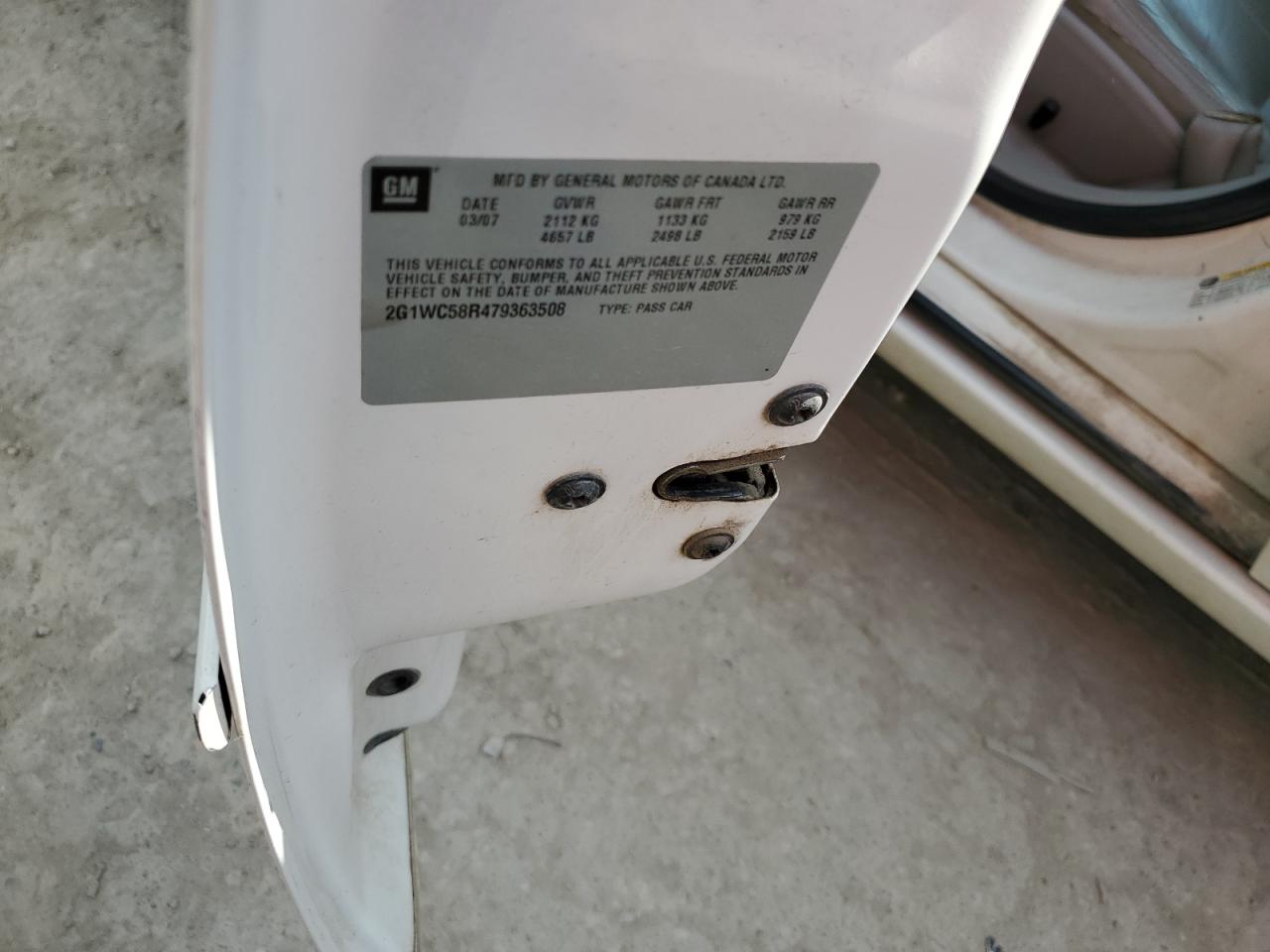 2007 Chevrolet Impala Lt VIN: 2G1WC58R479363508 Lot: 86995575