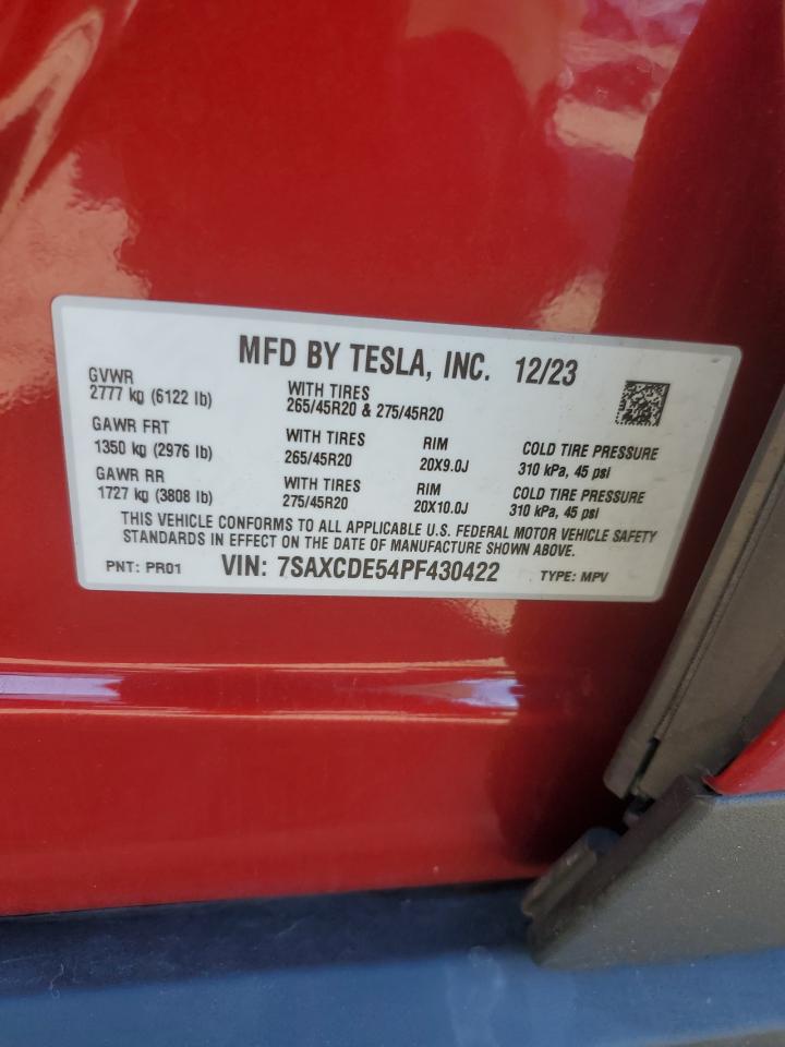 2023 Tesla Model X VIN: 7SAXCDE54PF430422 Lot: 82595295
