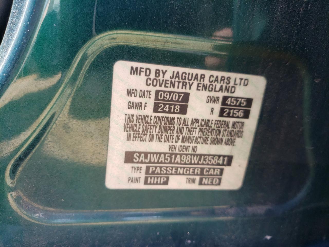 2008 Jaguar X-Type 3.0 VIN: SAJWA51A98WJ35841 Lot: 81995405