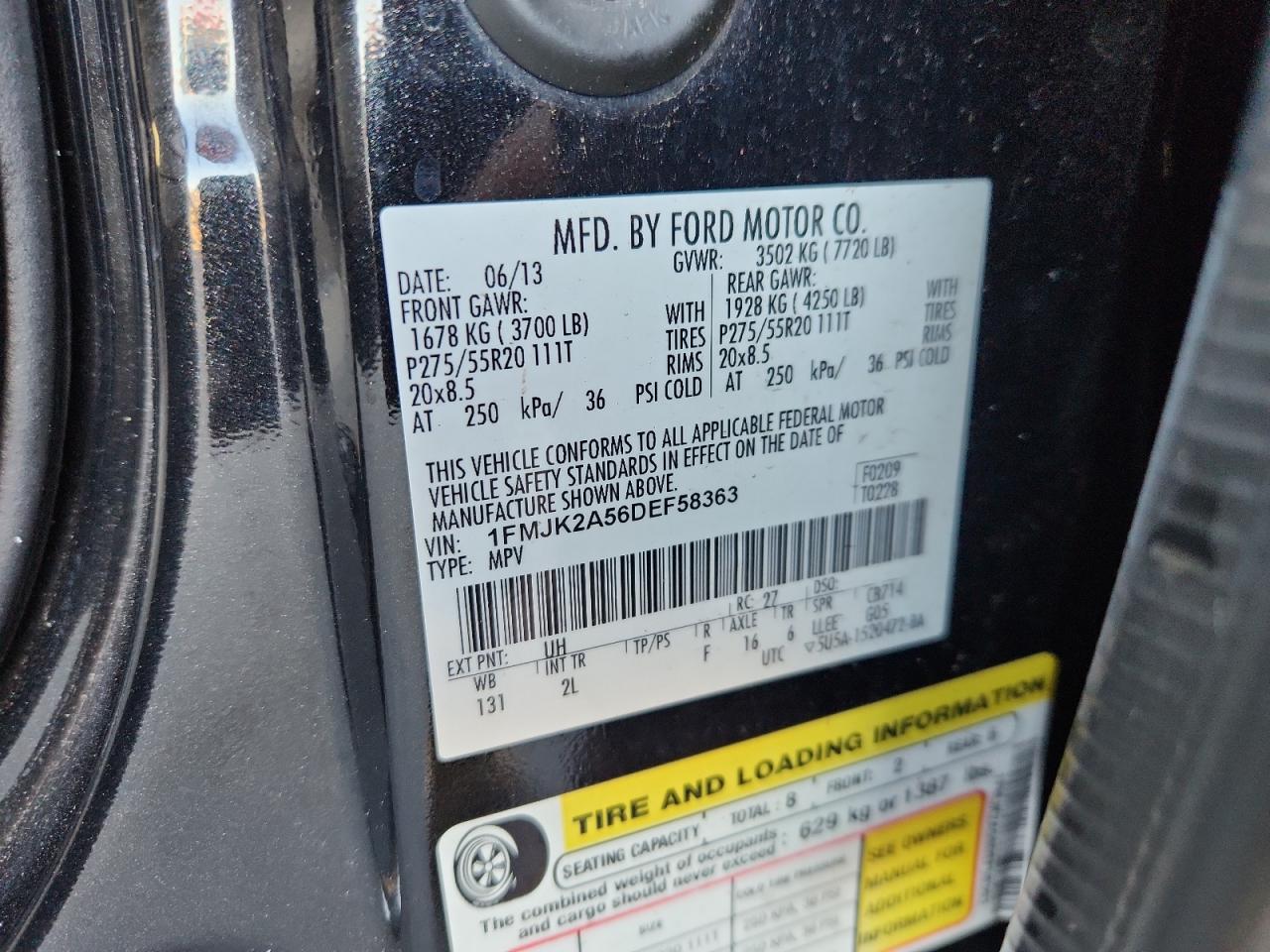 2013 Ford Expedition El Limited VIN: 1FMJK2A56DEF58363 Lot: 85672335