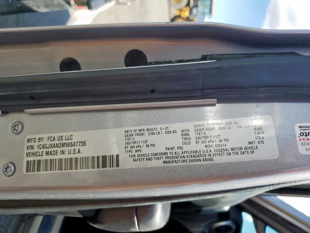 2021 Jeep Wrangler Sport VIN: 1C4GJXAN3MW647736 Lot: 85105885