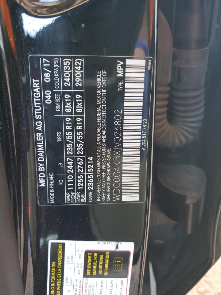 2018 Mercedes-Benz Glc 300 4Matic VIN: WDC0G4KBXJV026802 Lot: 85273755