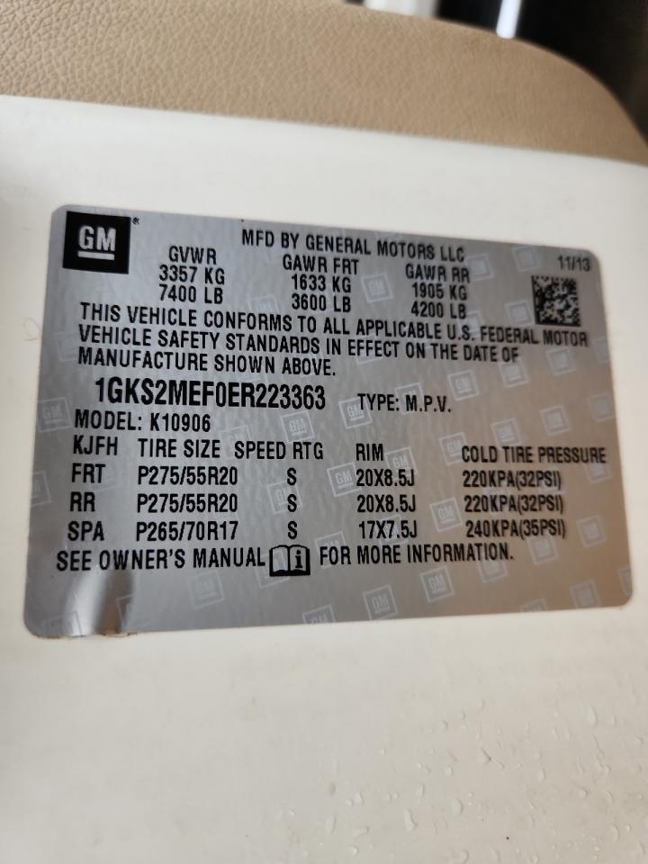 2014 GMC Yukon Xl Denali VIN: 1GKS2MEF0ER223363 Lot: 85368445