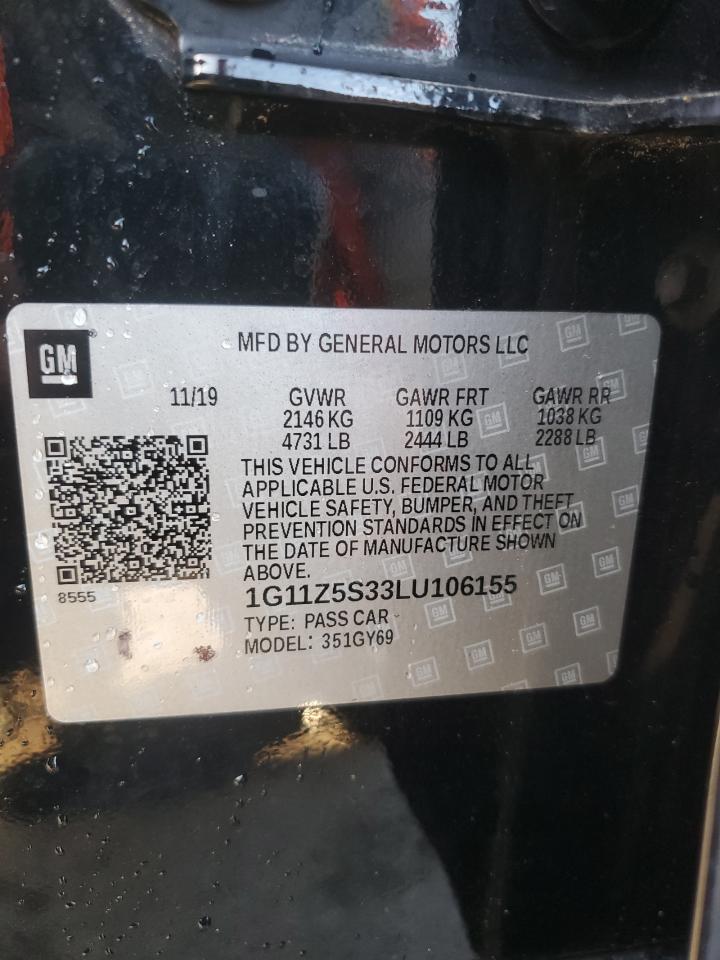 2020 Chevrolet Impala Lt VIN: 1G11Z5S33LU106155 Lot: 84360175