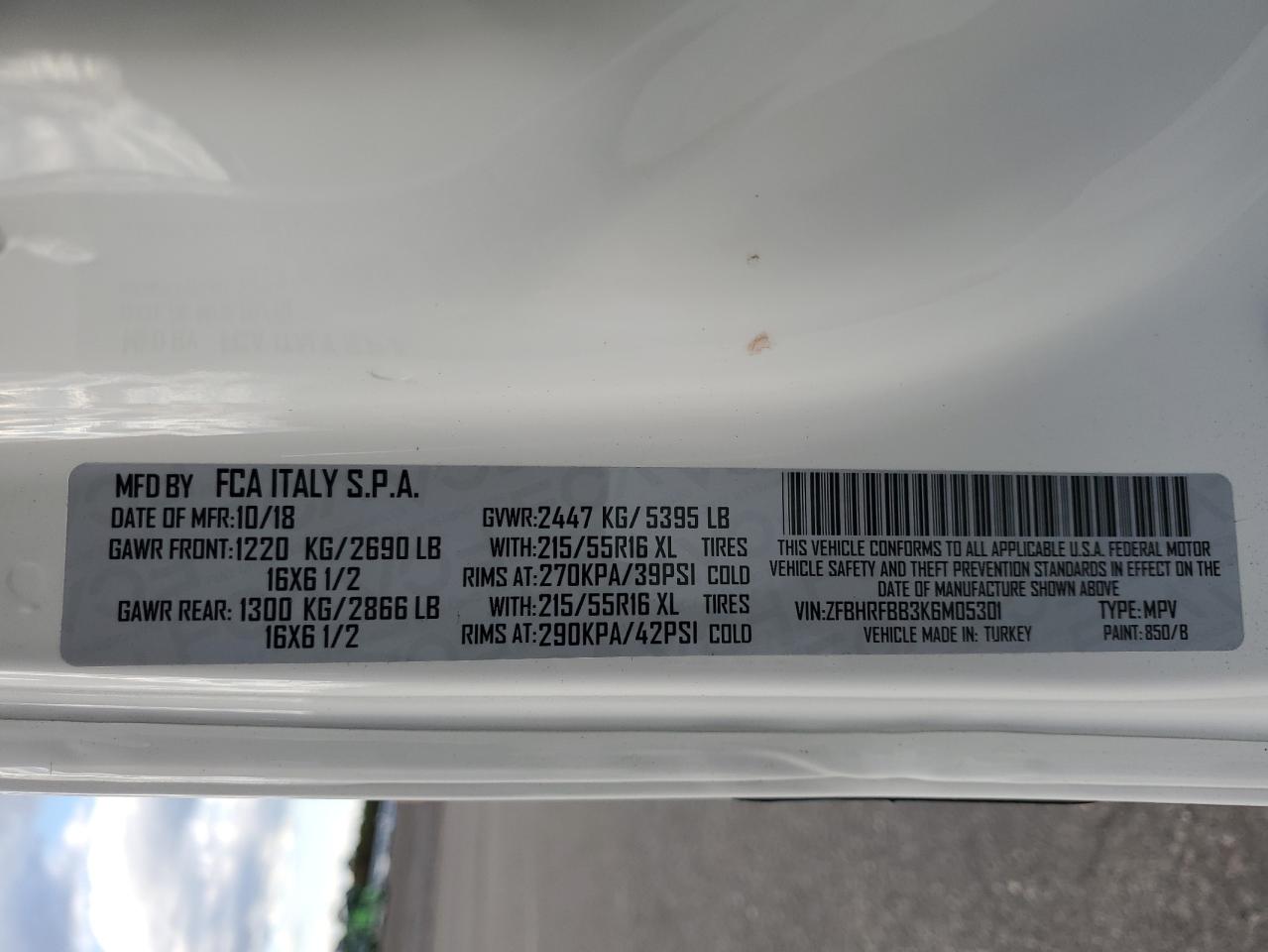 2019 Ram Promaster City Slt VIN: ZFBHRFBB3K6M05301 Lot: 89799985