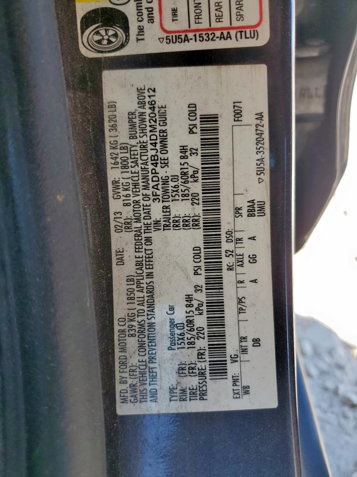 2013 Ford Fiesta Se VIN: 3FADP4BJ4DM204612 Lot: 86154025