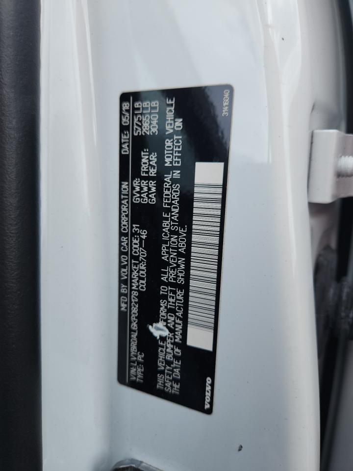 2019 Volvo S90 T8 Inscription VIN: LVYBR0AL6KP082178 Lot: 85948085