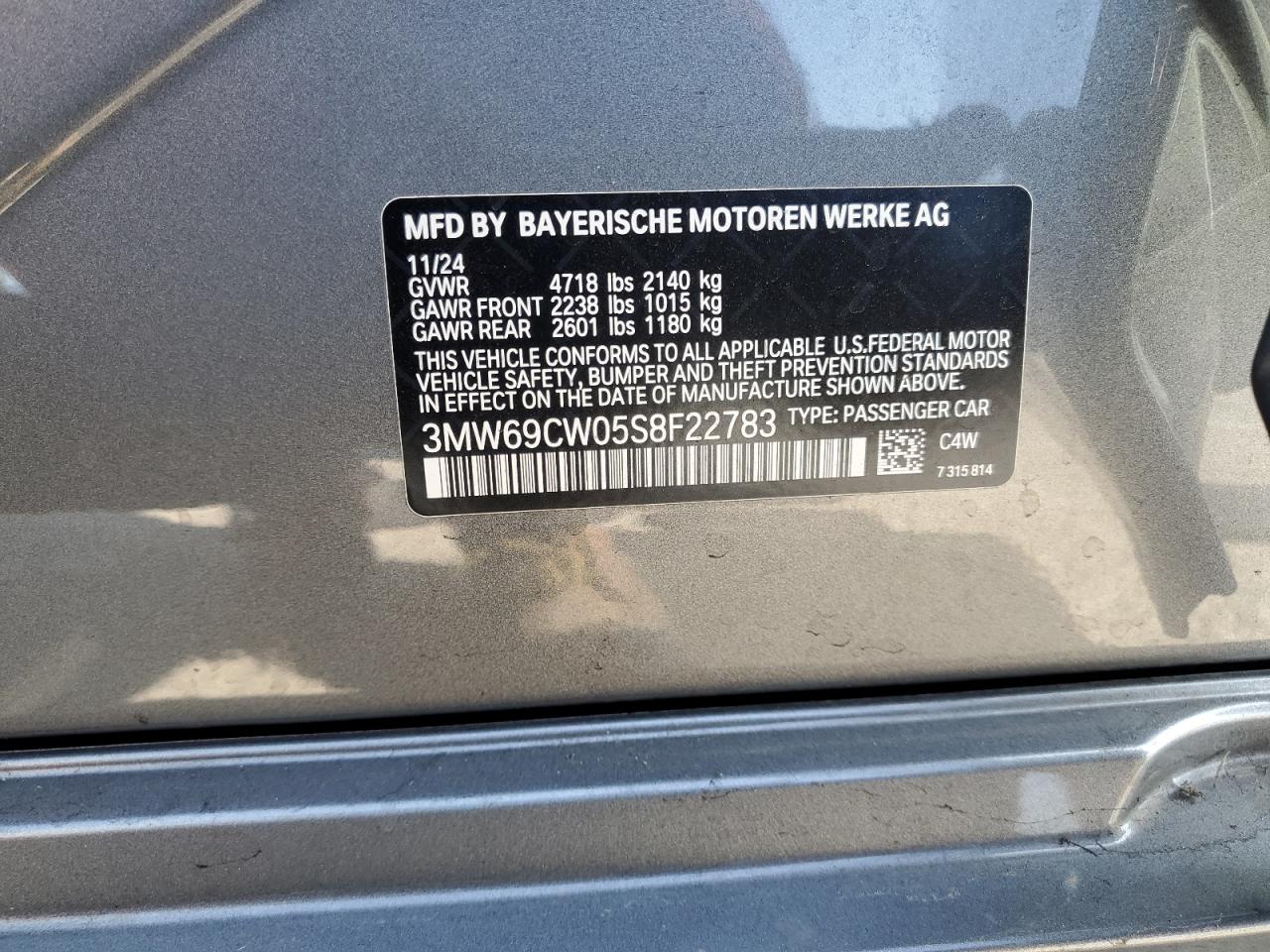 2025 BMW 330I VIN: 3MW69CW05S8F22783 Lot: 81962395