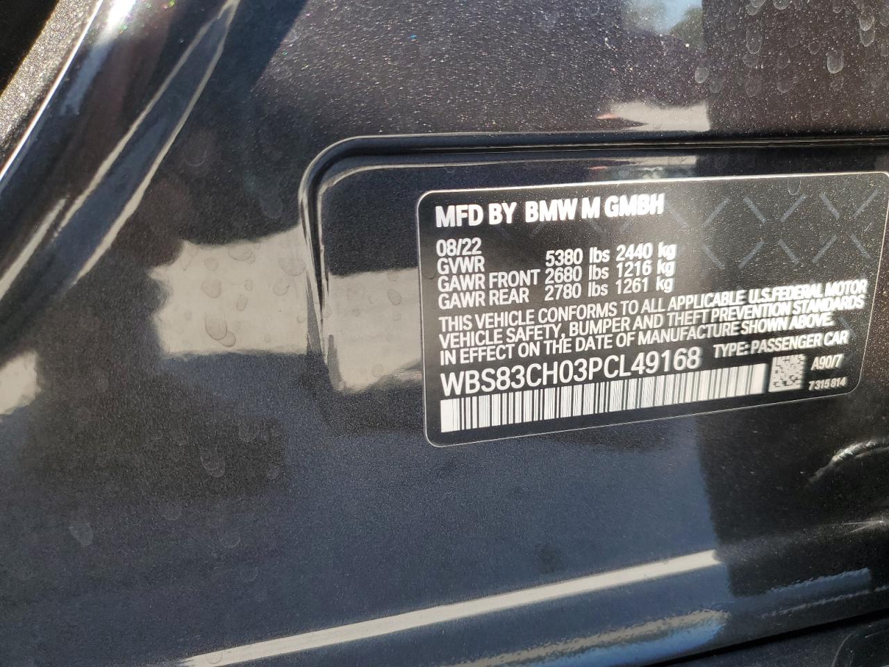 2023 BMW M5 VIN: WBS83CH03PCL49168 Lot: 81989275