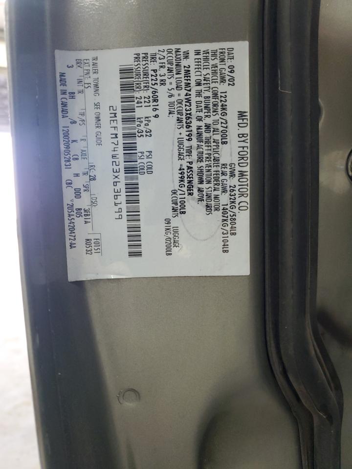 2003 Mercury Grand Marquis Gs VIN: 2MEFM74W23X636199 Lot: 82731695