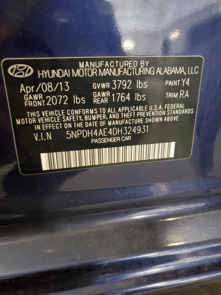 2013 Hyundai Elantra Gls VIN: 5NPDH4AE4DH324931 Lot: 82569695