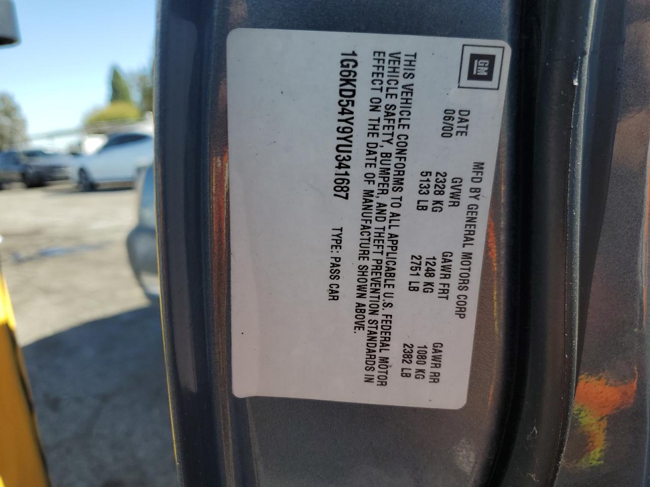 2000 Cadillac Deville VIN: 1G6KD54Y9YU341687 Lot: 90552825