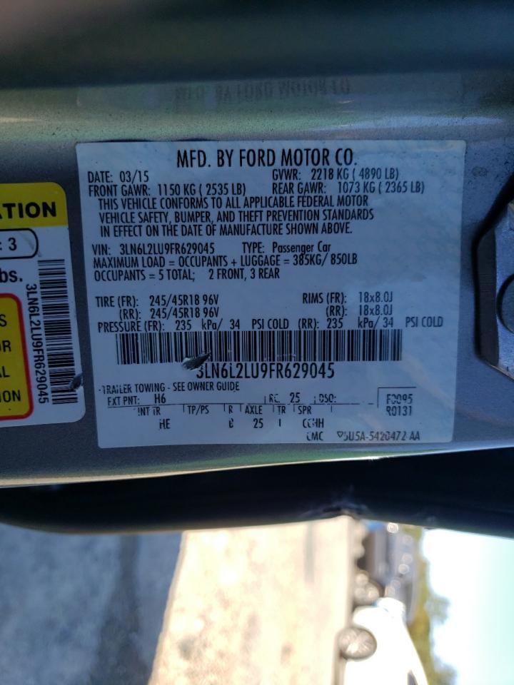 2015 Lincoln Mkz Hybrid VIN: 3LN6L2LU9FR629045 Lot: 90827675