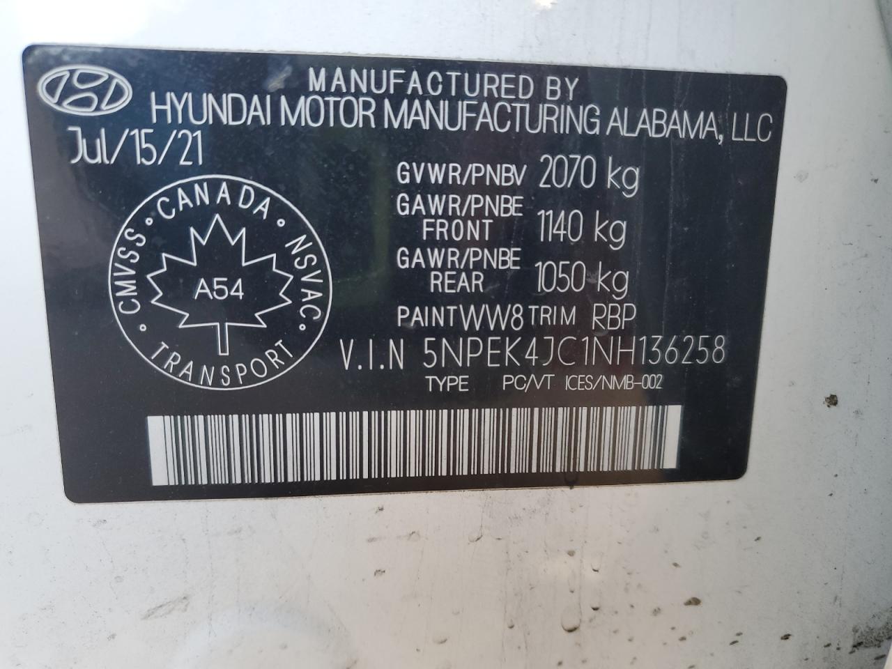 2022 Hyundai Sonata N Line VIN: 5NPEK4JC1NH136258 Lot: 90063275