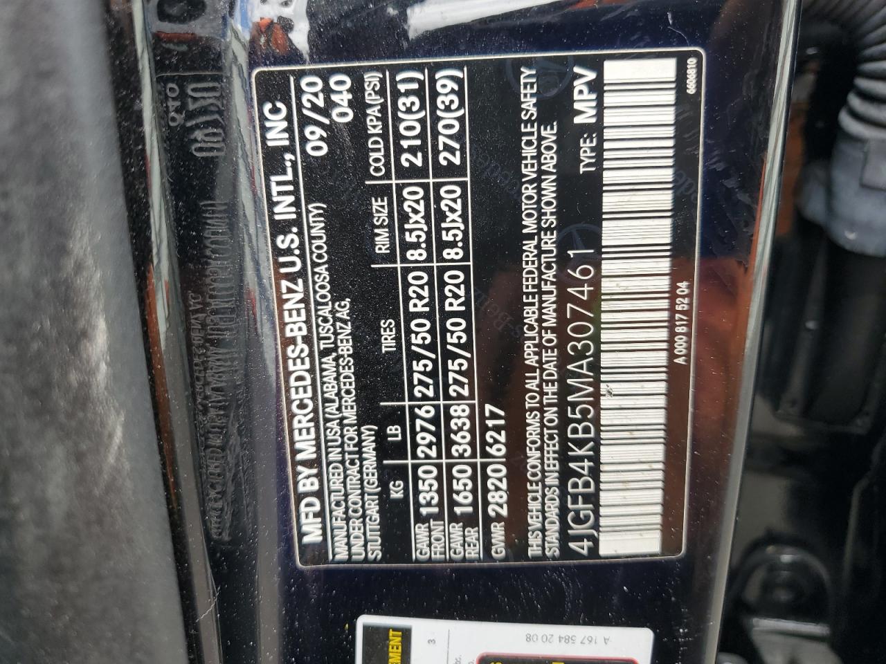 2021 Mercedes-Benz Gle 350 4Matic VIN: 4JGFB4KB5MA307461 Lot: 87033565