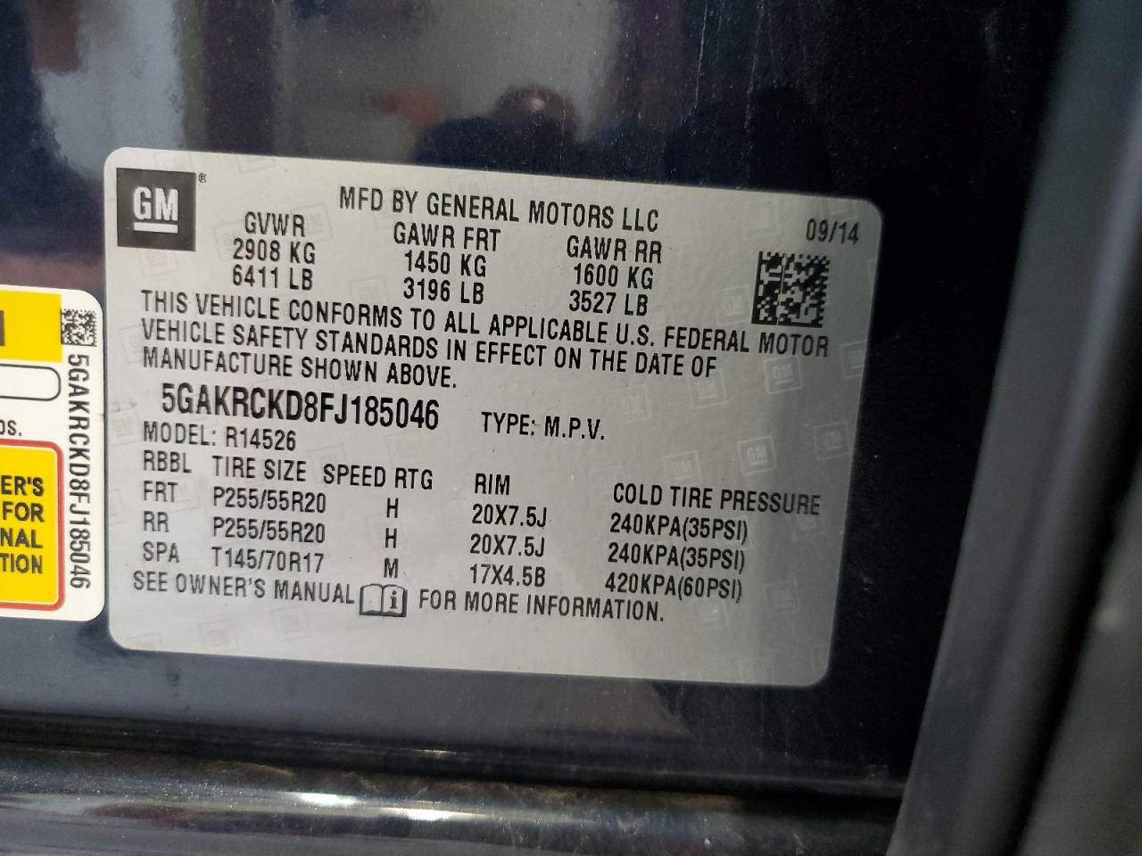 2015 Buick Enclave VIN: 5GAKRCKD8FJ185046 Lot: 90319345